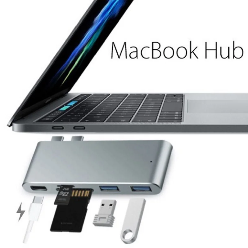 Хаб адаптер KEMBONA USB 3 0 Type C с 2 портами слотами для sd карт и портом зарядки только usb