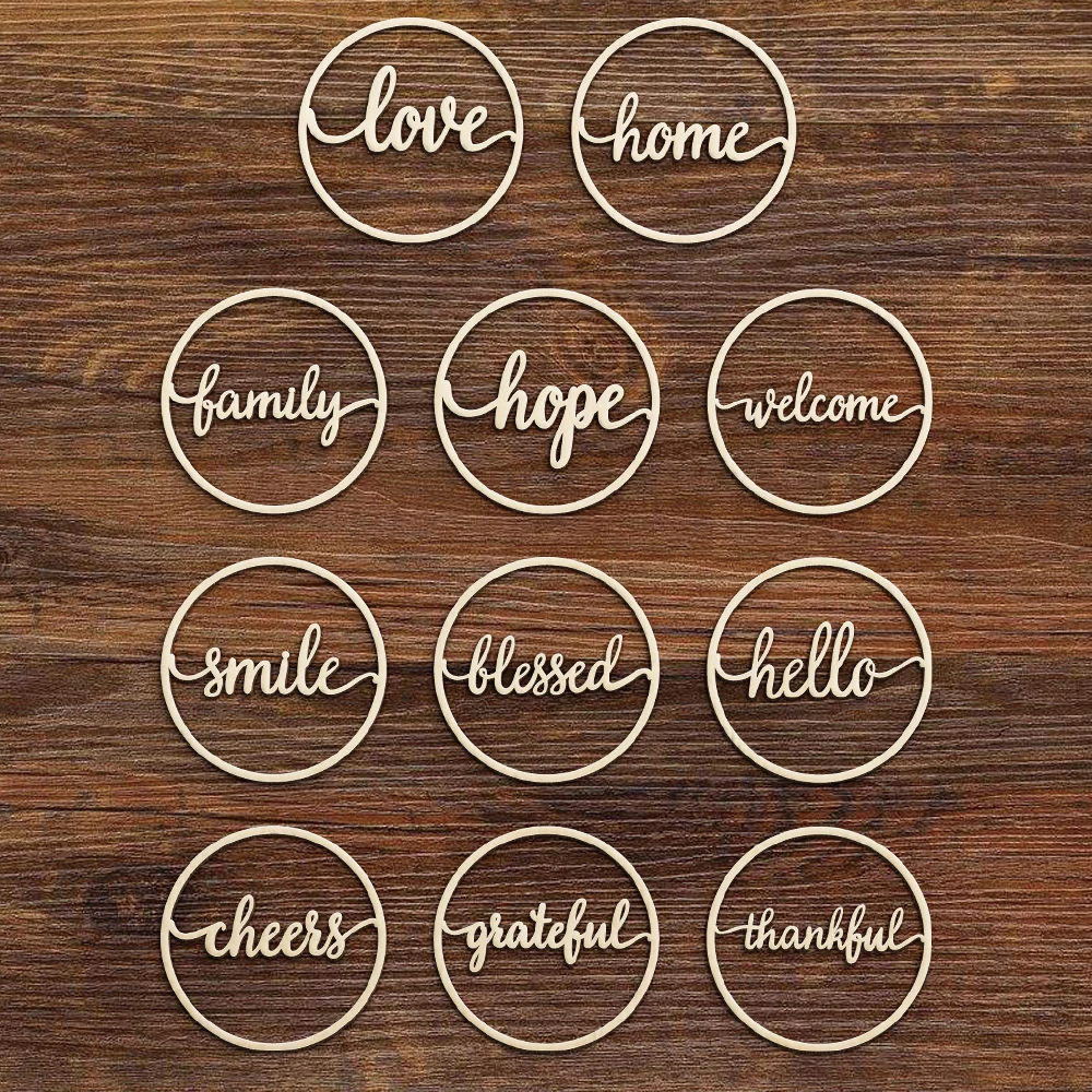 10pcs Wooden Cheers Hello Welcome Hope Love Grateful Thankful Home Family Word Sign Round Wood Circle Script Word Decoration
10pcs Wooden Cheers Hello Welcome Hope Love Grateful Thankful Home Family Word Sign Round Wood Circle Script Word Decoration