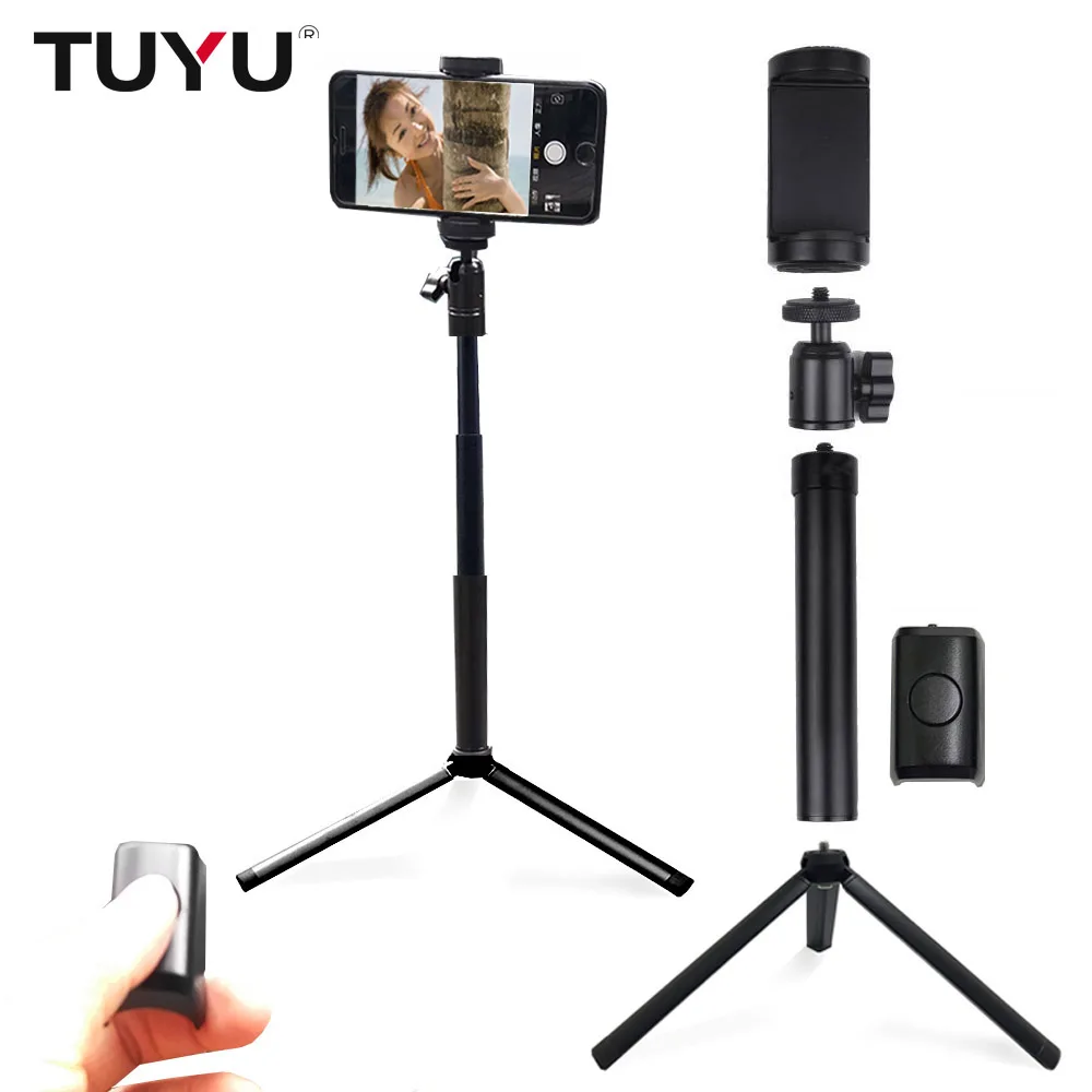TUYU Aluminum Foldable phone selfie stick tripod with wireless remote control 4 in 1 For Sports Camera For iPhone 8 Smartphone
TUYU Aluminum Foldable phone selfie stick tripod with wireless remote control 4 in 1 For Sports Camera For iPhone 8 Smartphone