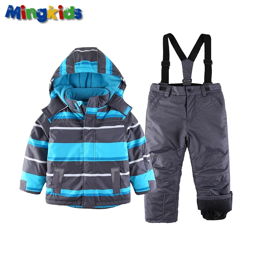 Sale Russian winter warm boys snow suit ski pants jacket 3-6 years old kids outwear minus 30 |