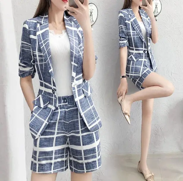 Plaid Women's Summer Suit Woman Suits Lady Suit Office Top And Shorts Jacket&pants Conjunto Feminino Ensemble Femme Deux Pieces
Plaid Women's Summer Suit Woman Suits Lady Suit Office Top And Shorts Jacket&pants Conjunto Feminino Ensemble Femme Deux Pieces