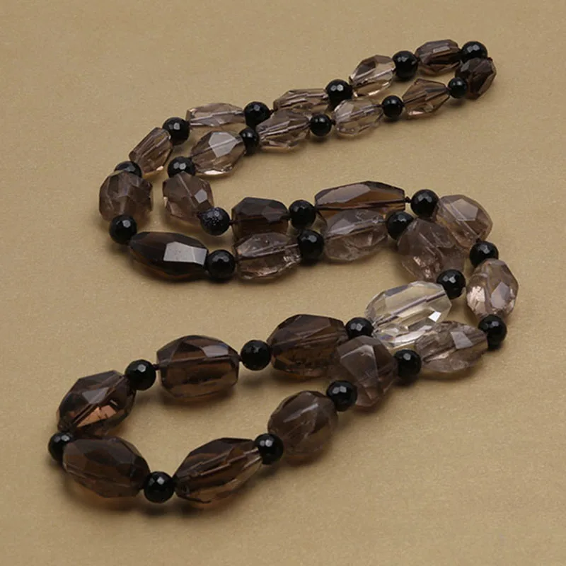 JYX long crystal necklace 15x11-22x15mm Irregular faceted smoky quartz beads single-strand necklace 30" Jewelry gift for Women
JYX long crystal necklace 15x11-22x15mm Irregular faceted smoky quartz beads single-strand necklace 30" Jewelry gift for Women