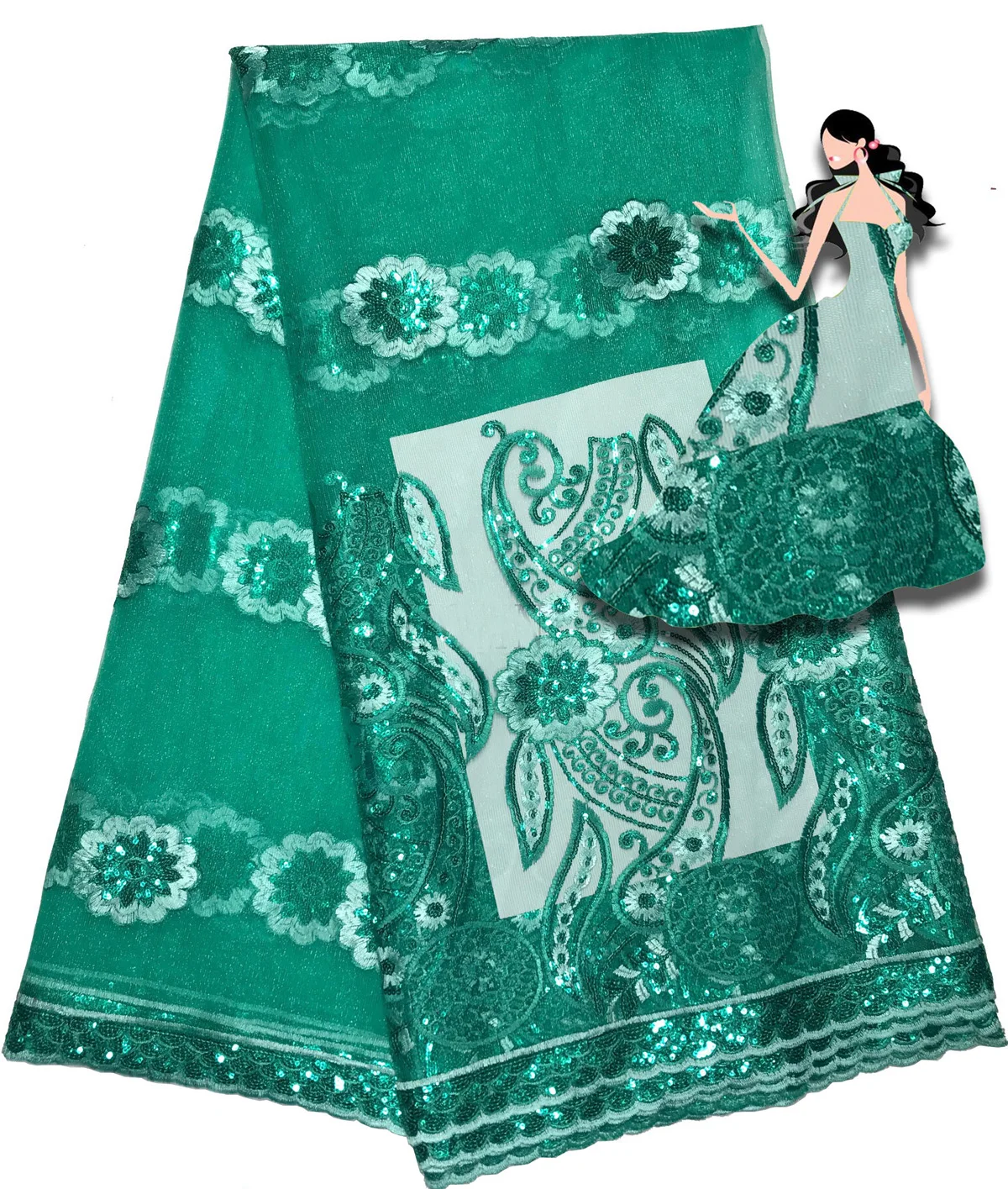 French Net Lace Fabric 2018 Latest African Guipure Lace Fabric with Embroidery Mesh Tulle Water Green Cord Sequins Lace Fabric
French Net Lace Fabric 2018 Latest African Guipure Lace Fabric with Embroidery Mesh Tulle Water Green Cord Sequins Lace Fabric