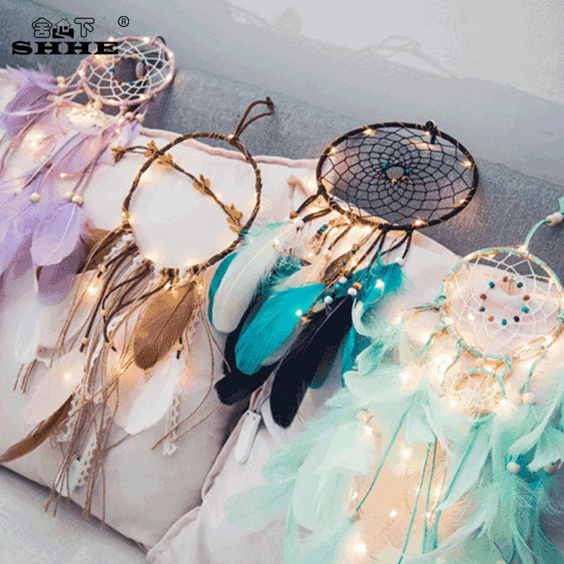 DIY light string dream catcher wind chime ornaments INS style Natural Feathers Wall Hanging Decor Innovative Gifts Wind Chimes
DIY light string dream catcher wind chime ornaments INS style Natural Feathers Wall Hanging Decor Innovative Gifts Wind Chimes