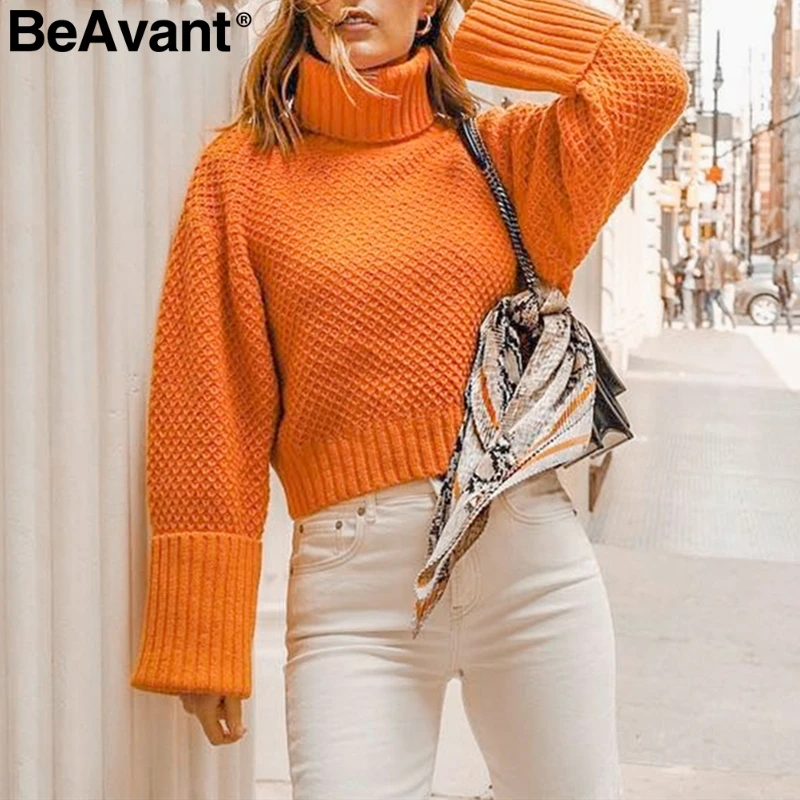 Женский винтажный свитер BeAvant вязаный с высоким воротом и широким длинным