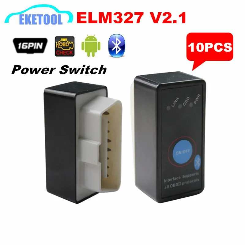 Оптовая продажа 10 шт./лот переключатель ELM327 включение/выключение V2.1 Bluetooth