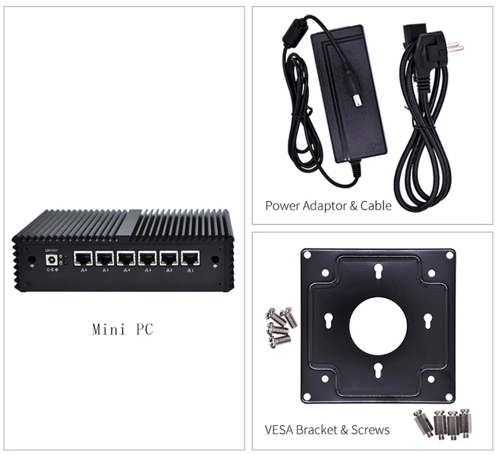 6 Gigabit Nic Fanless Mini PC K550G6 Intel Core i5-6200U 1.8Ghz Skylake AES-NI,Router Firewall Untangle Widnows Linux
6 Gigabit Nic Fanless Mini PC K550G6 Intel Core i5-6200U 1.8Ghz Skylake AES-NI,Router Firewall Untangle Widnows Linux