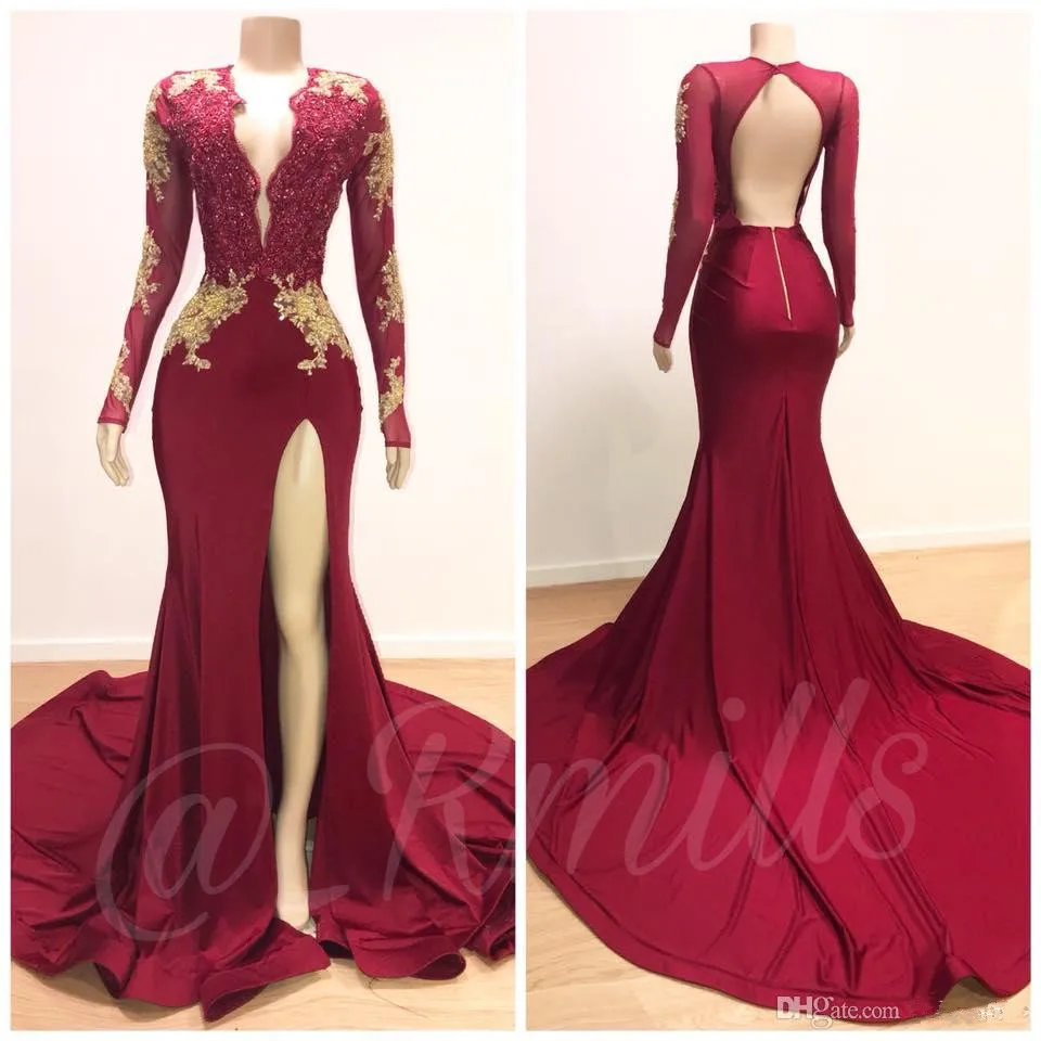 Backless Prom Dresses Mermaid V-neck Long Sleeves Lace Beaded Slit Plus Size Long Prom Gown Evening Dresses Robe De Soiree
Backless Prom Dresses Mermaid V-neck Long Sleeves Lace Beaded Slit Plus Size Long Prom Gown Evening Dresses Robe De Soiree