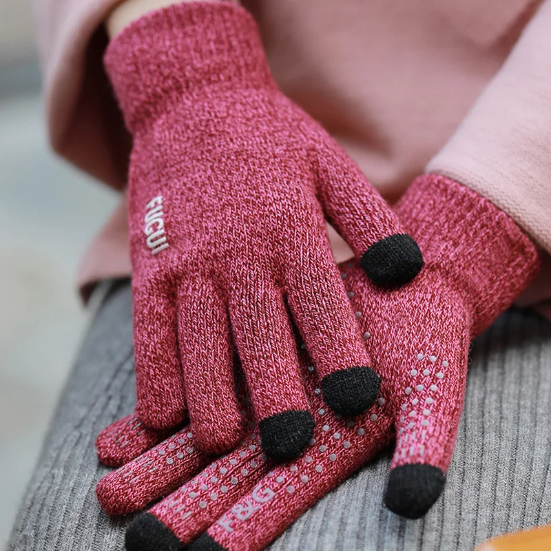 1 пара теплые зимние перчатки с сенсорным экраном эластичные трикотажные