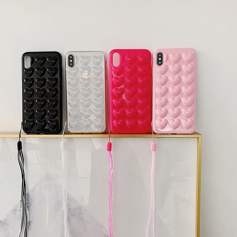 Чистый цветной стереоскопический чехол для iPhone XR Max мобильного телефона love