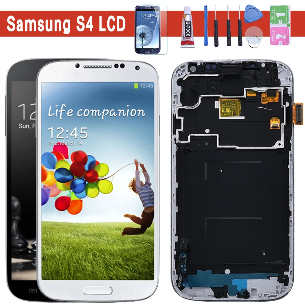 Фото I9500 i9505 ЖК дисплей для SAMSUNG Galaxy S4 сенсорный экран дигитайзер с рамкой