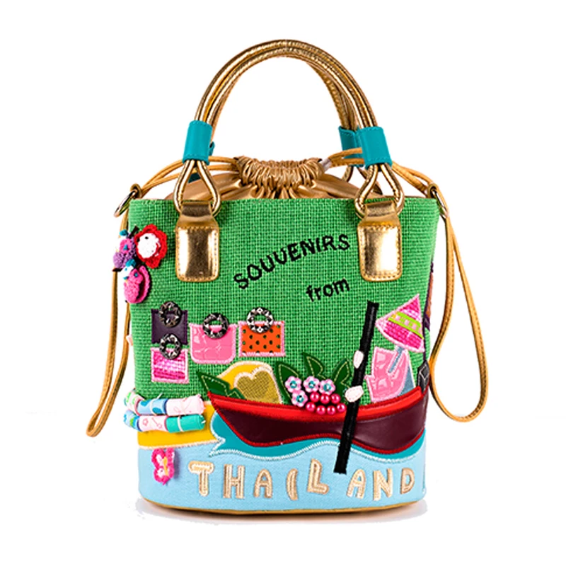 Women Canvas Patchwork Embroidery Shoulder Bags Messenger Bag Handbags Totes Braccialini Brand Style Cartoon Thailand Landscape
Women Canvas Patchwork Embroidery Shoulder Bags Messenger Bag Handbags Totes Braccialini Brand Style Cartoon Thailand Landscape