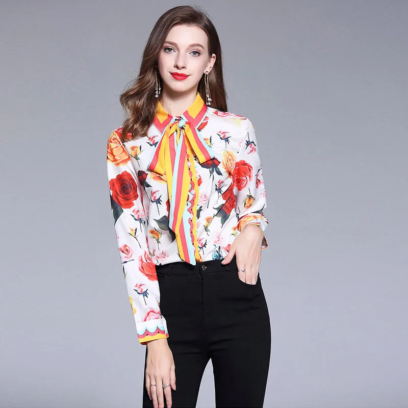 Office Bow Tie Blouse Women Lantern Sleeve White Button Printed Floral Shirts Female Elegant Work Shirt Casual Tops
Office Bow Tie Blouse Women Lantern Sleeve White Button Printed Floral Shirts Female Elegant Work Shirt Casual Tops