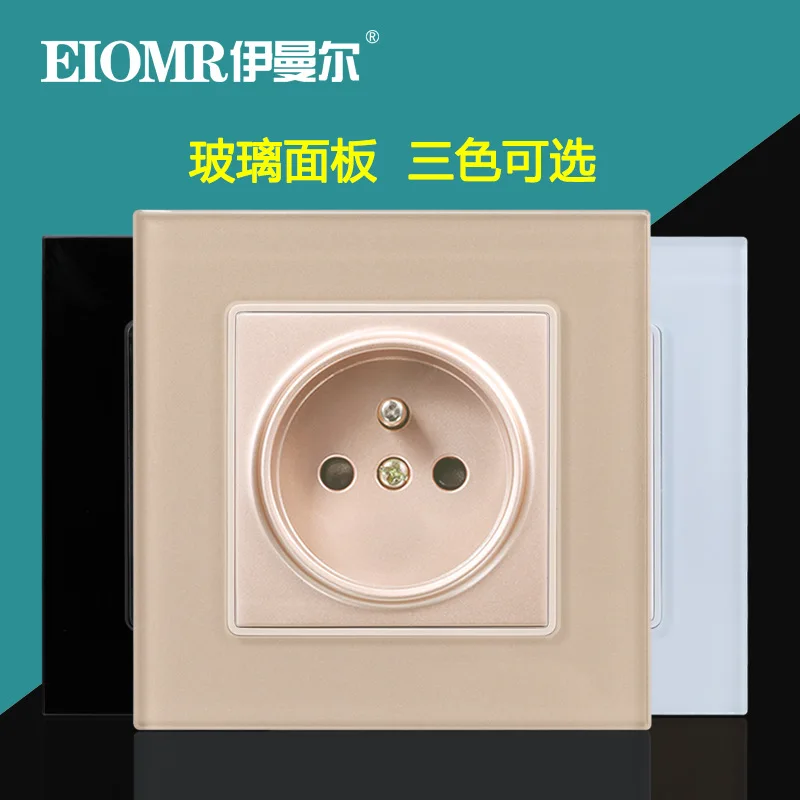 French glass panel socket French power wall concealed socket 86mm Three Color 250V16A
French glass panel socket French power wall concealed socket 86mm Three Color 250V16A