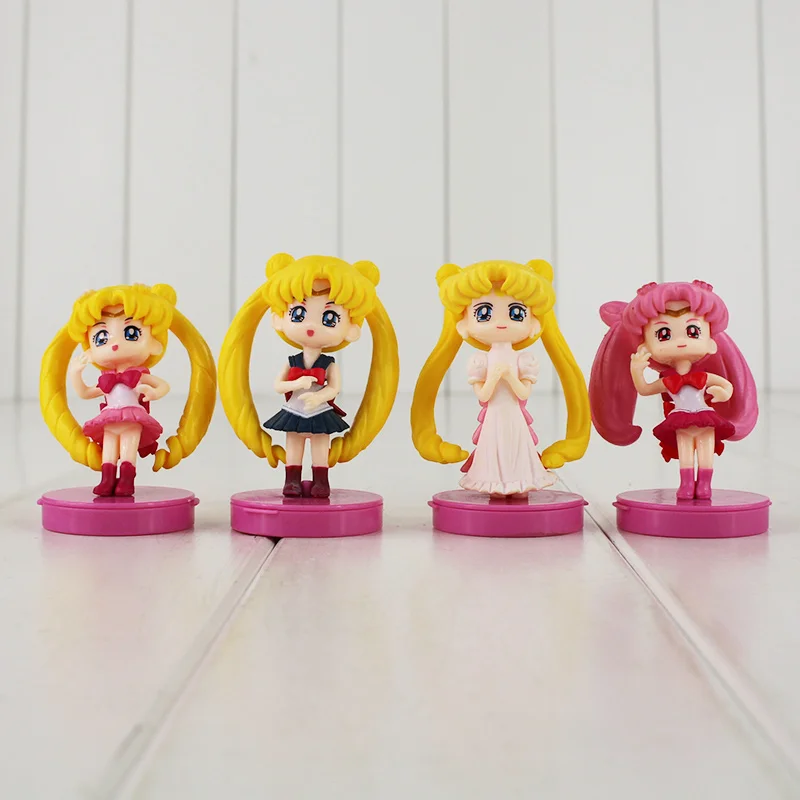 4 шт./компл. украшения мини игрушки Tsukino Chibi Usa ПВХ экшн фигурка Коллекционная