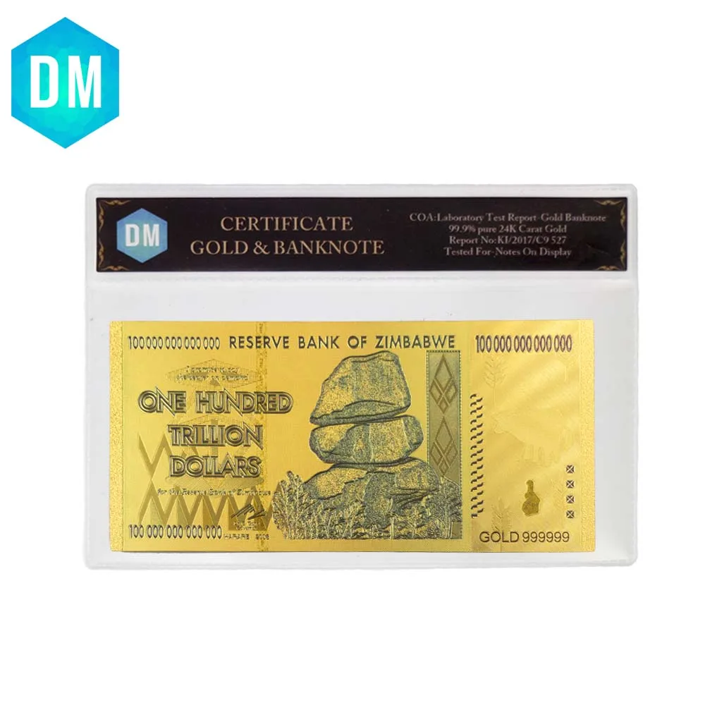 Holiday Gifts One Hundred Trillion 24k Gold Banknote Zimbabwe Color Gold Foil Bank Note Creative Paper Money with COA Frame
Holiday Gifts One Hundred Trillion 24k Gold Banknote Zimbabwe Color Gold Foil Bank Note Creative Paper Money with COA Frame