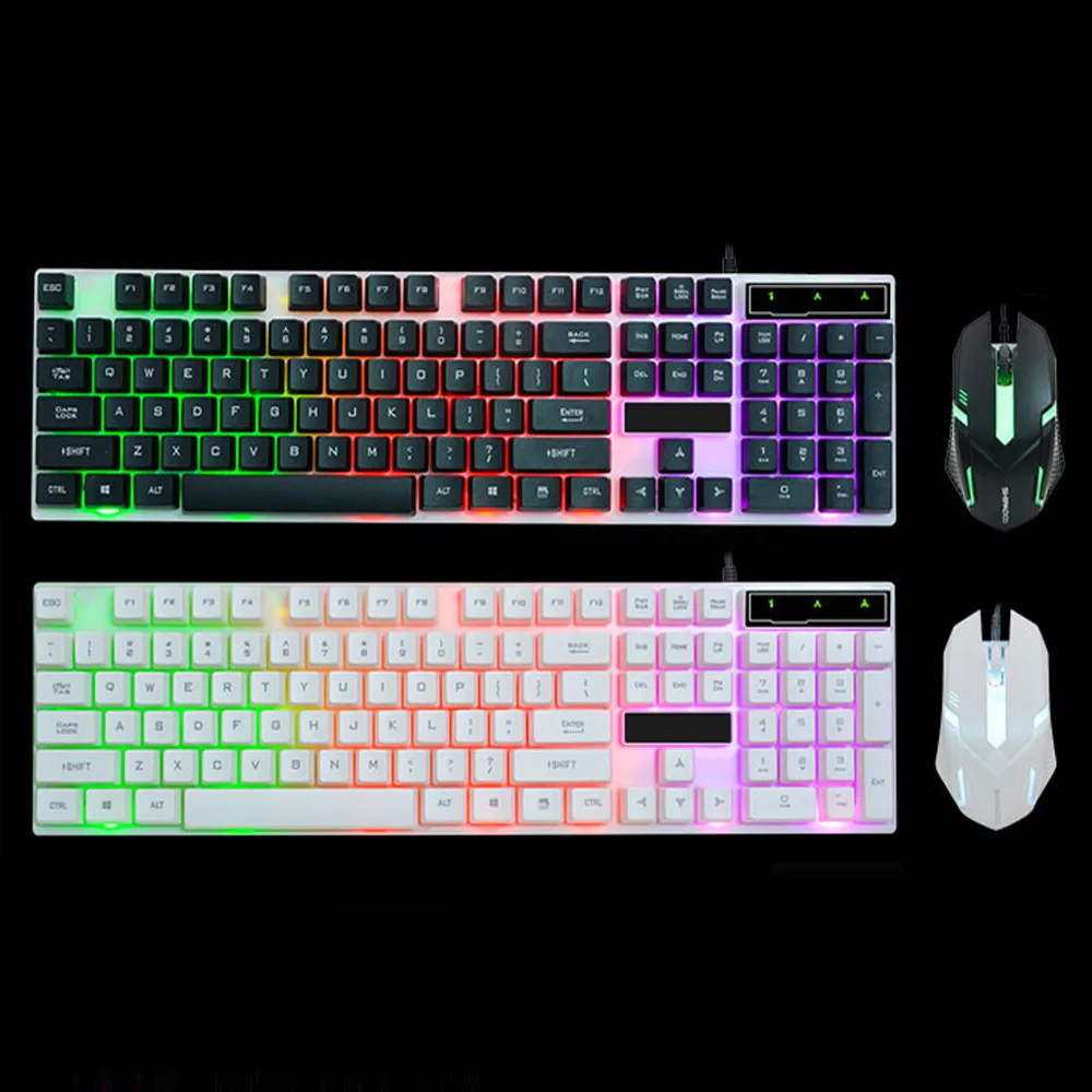 Professional LED Rainbow Color Backlight Adjustable Gaming Game USB Wired Keyboard Mouse Set Combo 20A Drop Shipping YE3.11 | Компьютеры и