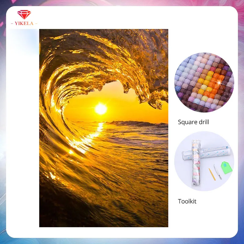 YIKELA 5D Scenery Diamond Painting Cross Stitch Decor Kit Full Square Diamond Embroidery Sea Wave Sun Diamond Painting Stickers
YIKELA 5D Scenery Diamond Painting Cross Stitch Decor Kit Full Square Diamond Embroidery Sea Wave Sun Diamond Painting Stickers