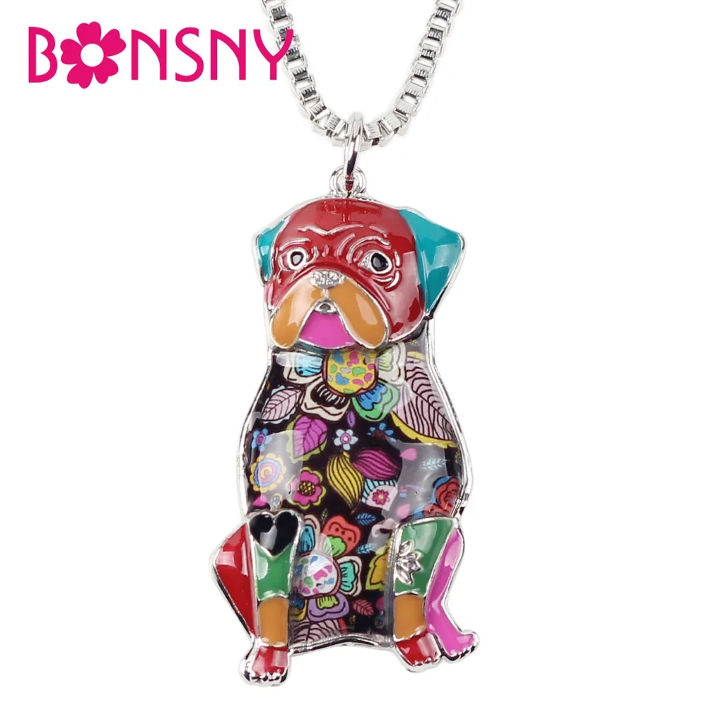 Bonsny Alloy Enamel Pug Dog Necklace Pendant Chain Collar Elegant Animal Jewelry For Women Girls Pet Lovers Gift Party Wholesale
Bonsny Alloy Enamel Pug Dog Necklace Pendant Chain Collar Elegant Animal Jewelry For Women Girls Pet Lovers Gift Party Wholesale