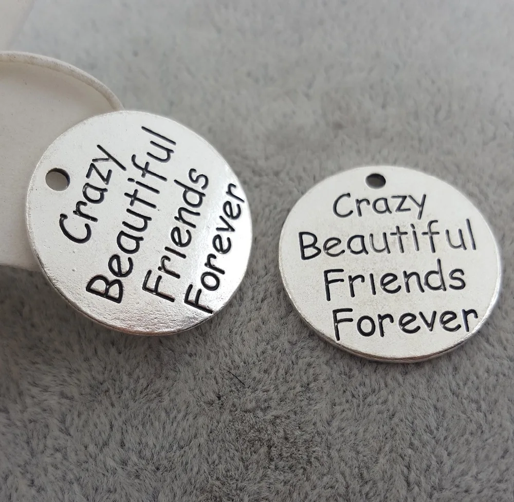 20 шт./лот 25 мм металлический кулон с надписью Crazy Beautiful Friends Forever для браслета DIY ювелирные изделия
20 шт./лот 25 мм металлический кулон с надписью Crazy Beautiful Friends Forever для браслета DIY ювелирные изделия