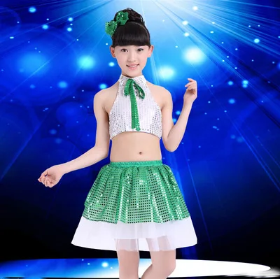 Sequins Latin Jazz Dance Dress for Children Practice Performance Ballroom Leotards Girls Tango Dancing Costumes L148 | Тематическая