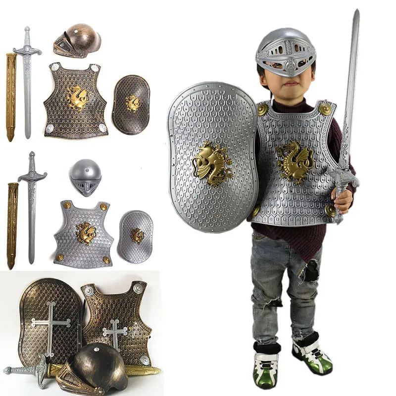 Новинка Хэллоуин Hero Knight/воин Гладиатор Броня + щит меч шлем 4 шт./компл. Детский