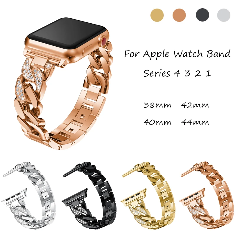 Women Diamond link Bracelet Band For Apple Watch Band 44mm 40mm 42mm 38mm Cowboy Chains Strap For iwatch 4 3 2 1 Wrist Watchband
Women Diamond link Bracelet Band For Apple Watch Band 44mm 40mm 42mm 38mm Cowboy Chains Strap For iwatch 4 3 2 1 Wrist Watchband