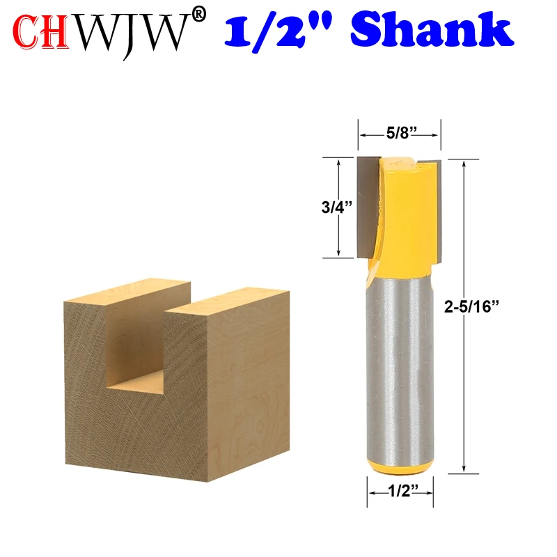 

1 pc Straight/Dado Router Bit - 5/8"W x 3/4"H - 1/2" Shank Woodworking cutter Wood Cutting Tool - Chwjw 14159