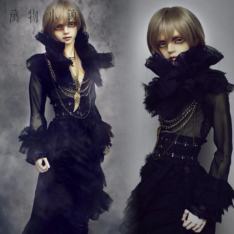 Новое дядя 1/3 BJD мальчик SD Кукла Одежда Черный готический длинное черное газовое