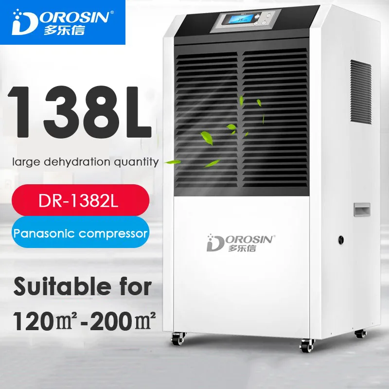 138L/Day Large Volume Air Dehumidifier Industrial Air Dryer for Factory Basement 220V-240V 1680W Power Intelligent LCD Display
138L/Day Large Volume Air Dehumidifier Industrial Air Dryer for Factory Basement 220V-240V 1680W Power Intelligent LCD Display
