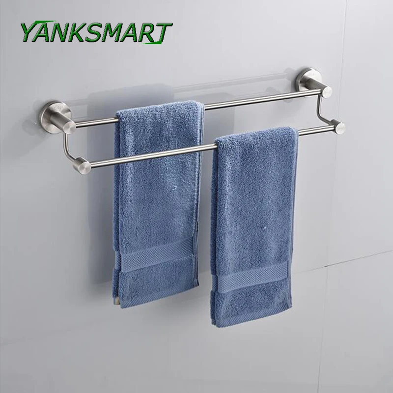 Фото YANKSMART никелированная Нержавеющая Сталь Настенный Держатель для полотенец ванной