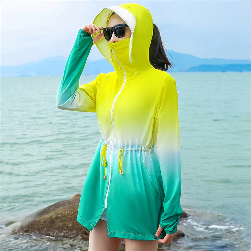 Sunscreen Coat Women Gradient Yellow Green M-3XL Plus Size Hooded Jacket Summer Korean Slim Thin UV Protection Riding Coat LD889
Sunscreen Coat Women Gradient Yellow Green M-3XL Plus Size Hooded Jacket Summer Korean Slim Thin UV Protection Riding Coat LD889