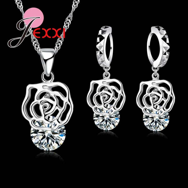 Rose Pendant With Pretty Cubiz Zirconia CZ 925 Sterling Silver Jewelry Sets Accessories For Women Wedding Anniversary
Rose Pendant With Pretty Cubiz Zirconia CZ 925 Sterling Silver Jewelry Sets Accessories For Women Wedding Anniversary