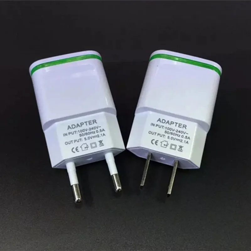 США ЕС Plug 2 Порты светодиодный свет USB Зарядное устройство 5 В 2A сетевой адаптер