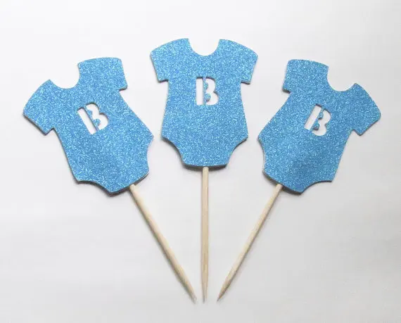 Personalized initials or numbers Blue Glitter Onesie boy baby shower cupcake toppers wedding fruit Picks party decorations
Personalized initials or numbers Blue Glitter Onesie boy baby shower cupcake toppers wedding fruit Picks party decorations