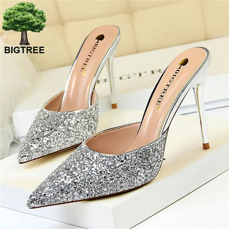 BIGTREE Sequined Cloth Star Style Slippers New Women's High Heels Slippers Pointed Toe Shallow Sexy Outdoor Slippers Women
BIGTREE Sequined Cloth Star Style Slippers New Women's High Heels Slippers Pointed Toe Shallow Sexy Outdoor Slippers Women
