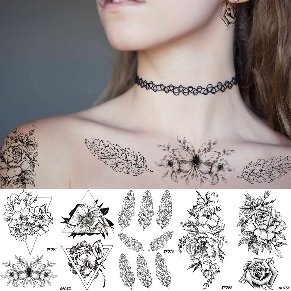 BAOFULI Sexy Flower Rose Women Temporary Tattoo Geometry Black Waterproof Fake Tatoos Butterfly DIY Body Art Arms Tattoo Sticker
BAOFULI Sexy Flower Rose Women Temporary Tattoo Geometry Black Waterproof Fake Tatoos Butterfly DIY Body Art Arms Tattoo Sticker