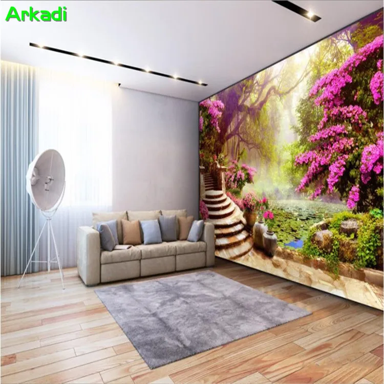 Custom Photo 8D5D Wallpaper Mural Vintage Garden Forest Lake Landscape 3d Wall Any Size | Обустройство дома