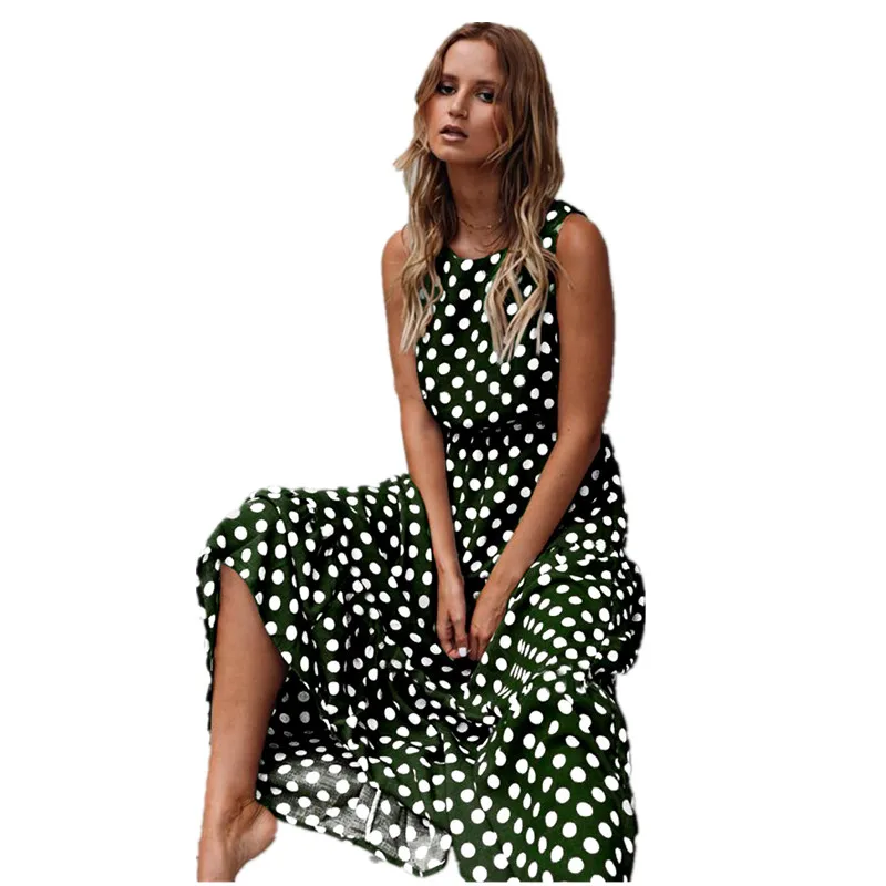 2021 Summer Sleeveless Polka Dot Long Dress Print Casual Women's O Neck Elegant Dresses Vintage Sundress Boho Party Dress Female
2021 Summer Sleeveless Polka Dot Long Dress Print Casual Women's O Neck Elegant Dresses Vintage Sundress Boho Party Dress Female