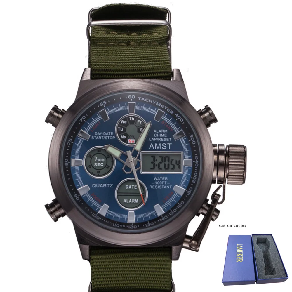 AMST 2019 Мода цифровой кварцевые часы Для мужчин лучший бренд класса люкс мужские