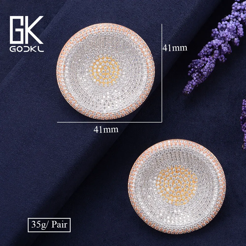 GODKI Luxury Round Cubic Zircon Nigerian Big Stud Earrings For Women Wedding African Bridal Earrings boucle d'oreille femme 2021
GODKI Luxury Round Cubic Zircon Nigerian Big Stud Earrings For Women Wedding African Bridal Earrings boucle d'oreille femme 2021