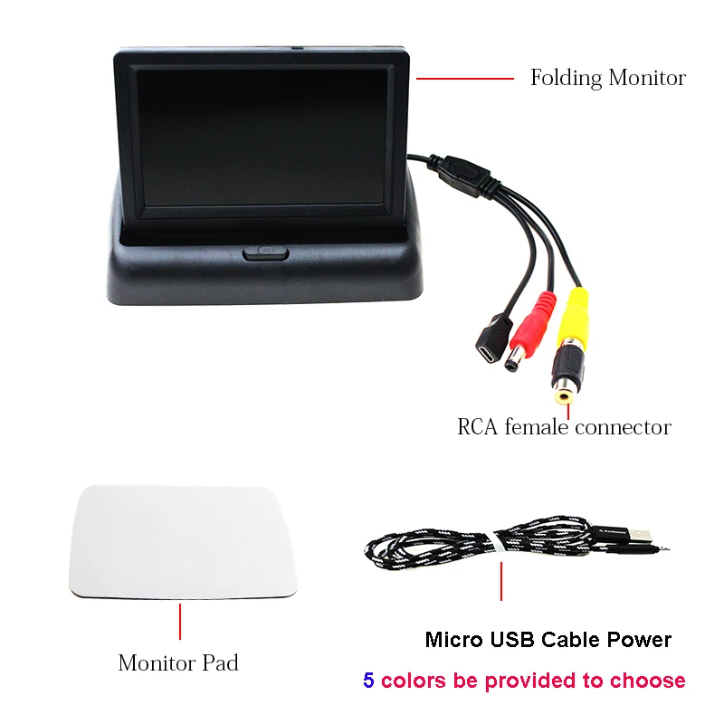 USB Car Monitor 4.3 Inch Foldable Auto Parking Rear view Reverse Display Monitor 5V Power By Micro USB Charger Data Cable
USB Car Monitor 4.3 Inch Foldable Auto Parking Rear view Reverse Display Monitor 5V Power By Micro USB Charger Data Cable