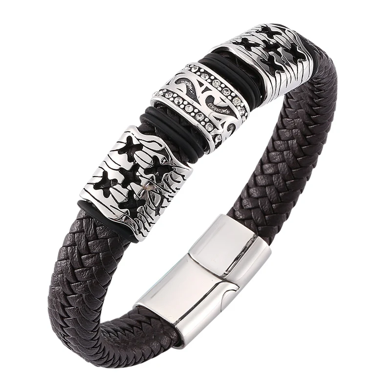 Trendy Jewelry Men Brown Braided Leather Bracelet Punk Stainless Steel Magnetic Clasp Fashion Male Leather Wristband Gift SP0121
Trendy Jewelry Men Brown Braided Leather Bracelet Punk Stainless Steel Magnetic Clasp Fashion Male Leather Wristband Gift SP0121