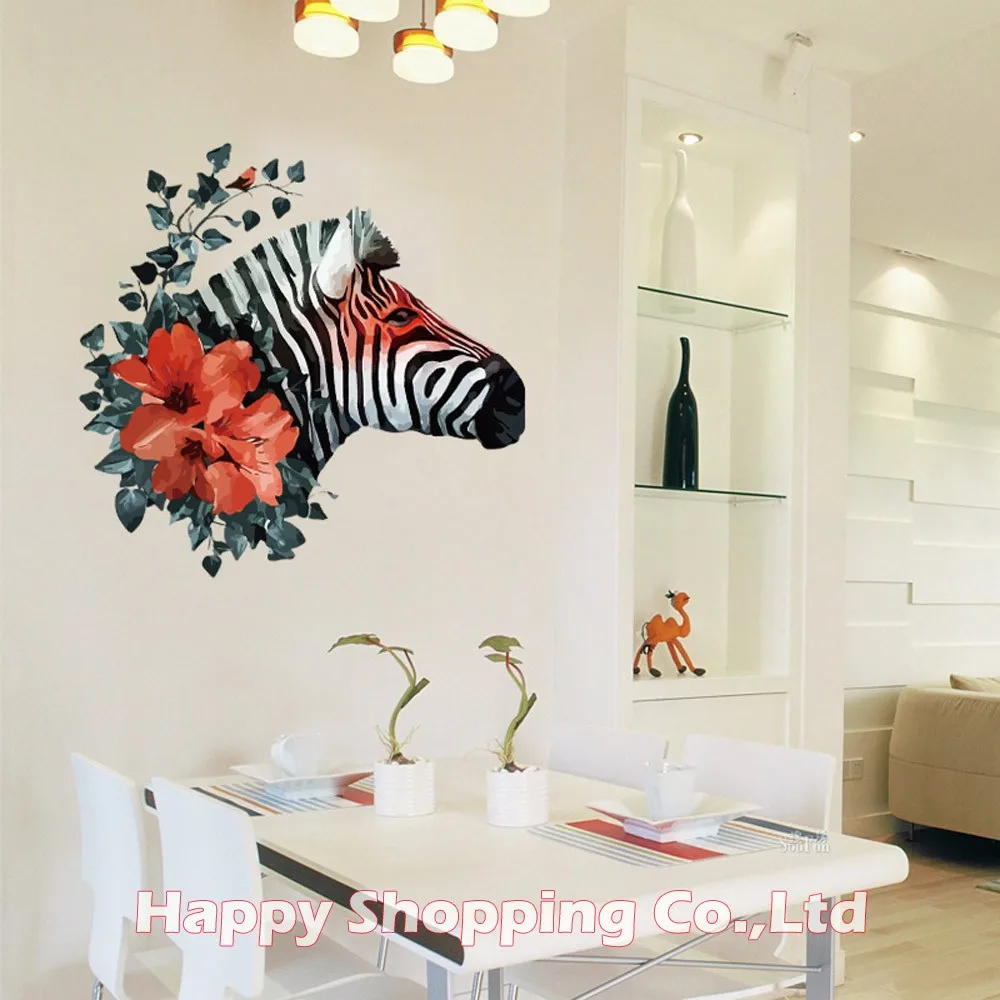 New Arrival Black Zebra Red Flower 3D Art Wall Decals For Bedroom Dining Living Room Decorative Sticker Decor
New Arrival Black Zebra Red Flower 3D Art Wall Decals For Bedroom Dining Living Room Decorative Sticker Decor