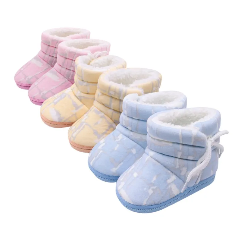 Фото Ботинки для новорожденных Модные зимние ботинки с принтом - купить