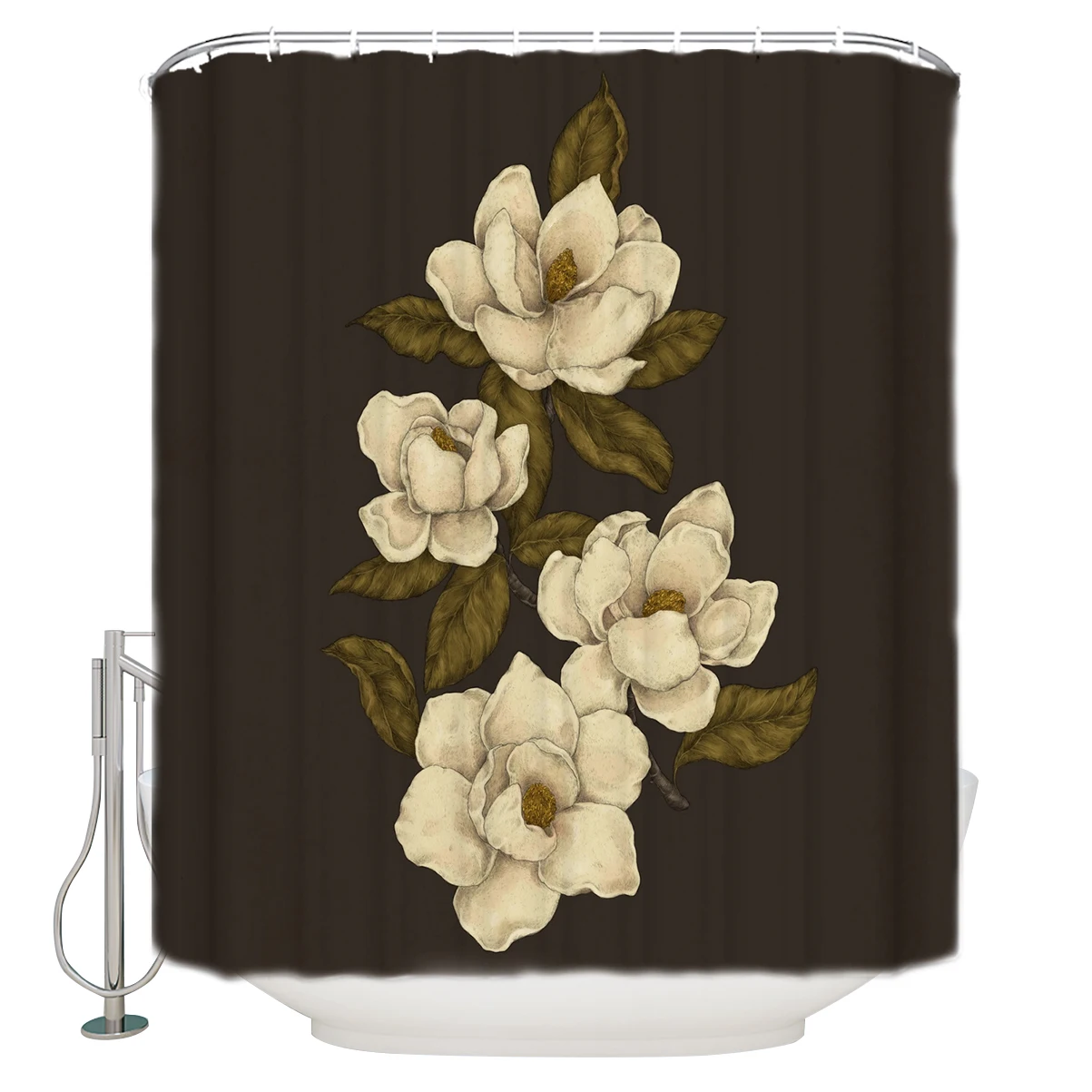 Magnolias Extra Long Fabric Bath Shower Curtains Bathroom Decor Sets with 12 Hooks
Magnolias Extra Long Fabric Bath Shower Curtains Bathroom Decor Sets with 12 Hooks
