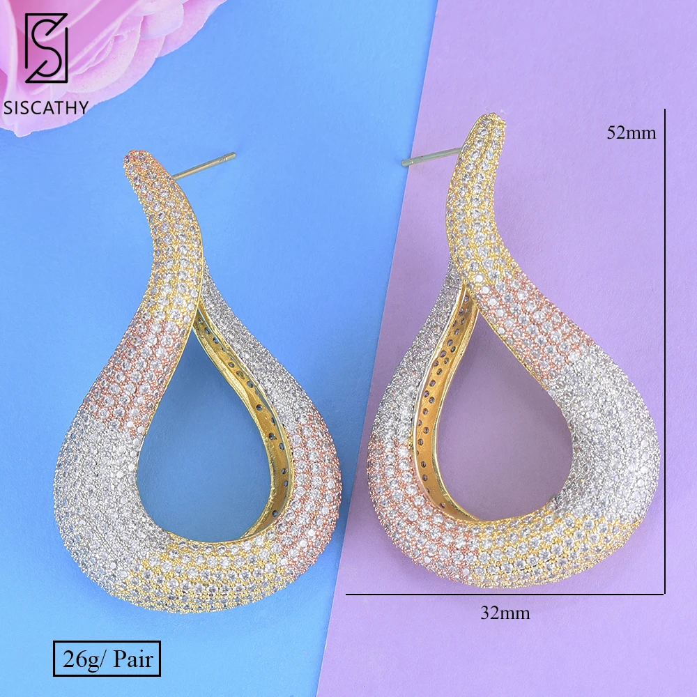 SISCATHY Luxury Drop Hollow Big Earrings Cubic Zirconia Drop Dangle Earrings African Nigerian Bridal Wedding Engagement Jewelry
SISCATHY Luxury Drop Hollow Big Earrings Cubic Zirconia Drop Dangle Earrings African Nigerian Bridal Wedding Engagement Jewelry