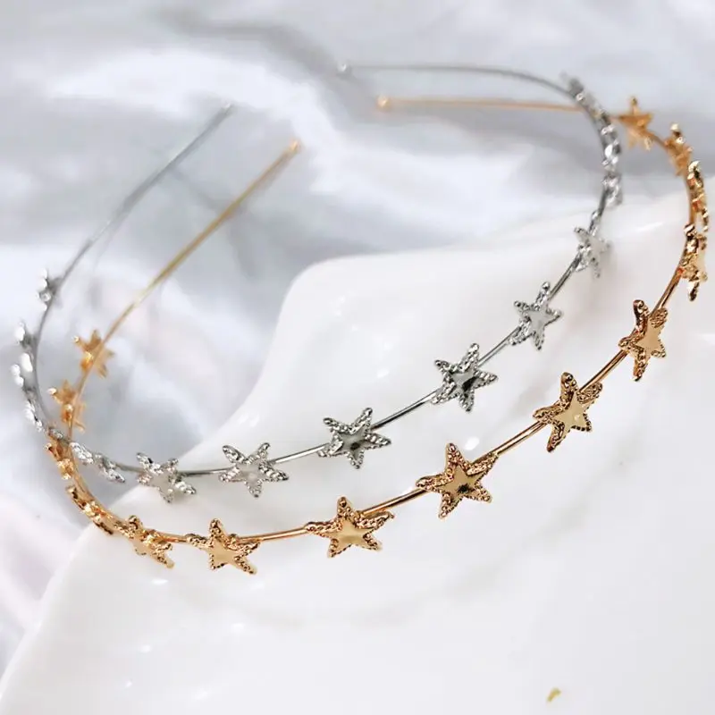 Korean Ladies Glitter Metallic Gold Silver Thin Headband Pentagram Star Charms Decor Hair Hoop Princess Birthday Party Headpiece
Korean Ladies Glitter Metallic Gold Silver Thin Headband Pentagram Star Charms Decor Hair Hoop Princess Birthday Party Headpiece