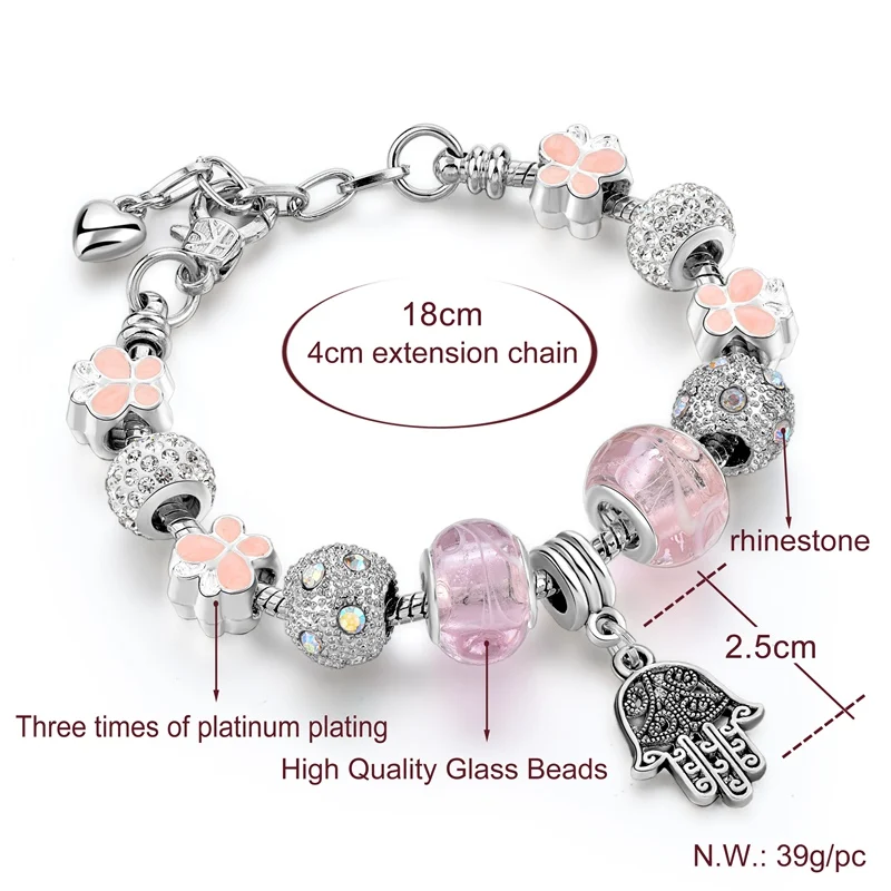TOUCHEART Charm Pulseras Bracelets with Pink Murano Glass Beads and Hamsa Hand Bracelet & Bangles For Women Bracelets SBR170061
TOUCHEART Charm Pulseras Bracelets with Pink Murano Glass Beads and Hamsa Hand Bracelet & Bangles For Women Bracelets SBR170061