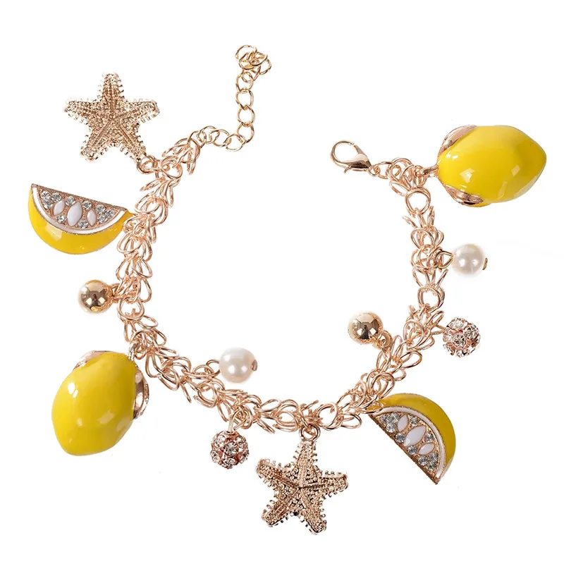 PINKSEE New Arrival Starfish Pendant Lemon Fruit OL Style Bracelet For Women Girls Anniversary Beach Summer Hand Accessories
PINKSEE New Arrival Starfish Pendant Lemon Fruit OL Style Bracelet For Women Girls Anniversary Beach Summer Hand Accessories
